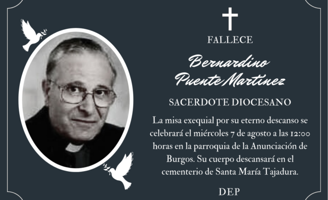 Fallece el sacerdote diocesano Bernardino Puente Martínez