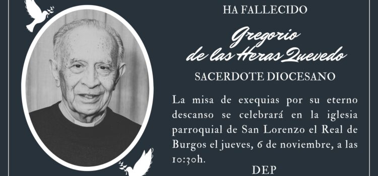 Fallece el sacerdote diocesano Gregorio de las Heras Quevedo